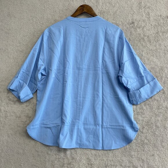 NEW Mario Serrani Women's Size XXL Button Front Blouse Sky Blue Relaxed Fit - Picture 4 of 9